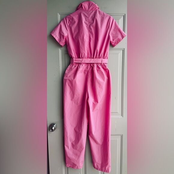 SHEIN Haute Zip Front Belted Jumpsuit Pink Sz S - Picture 7 of 10